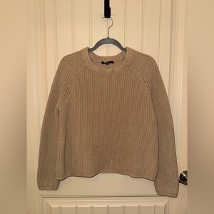 Quince 100% Organic Cotton Fisherman Crew Sweater Size Large in Camel